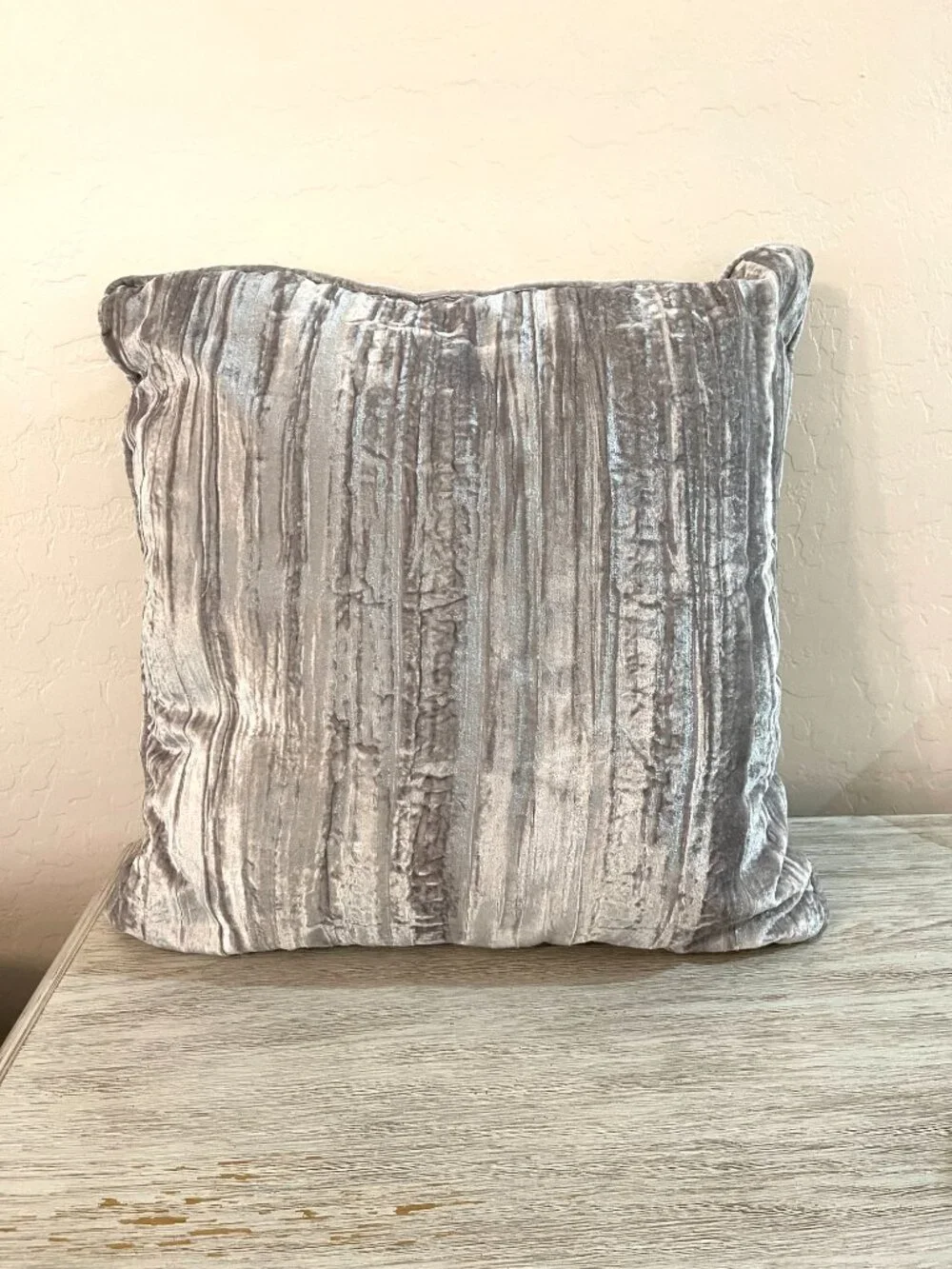 Silver Gray Stitched Crushed Velvet Pillow Square